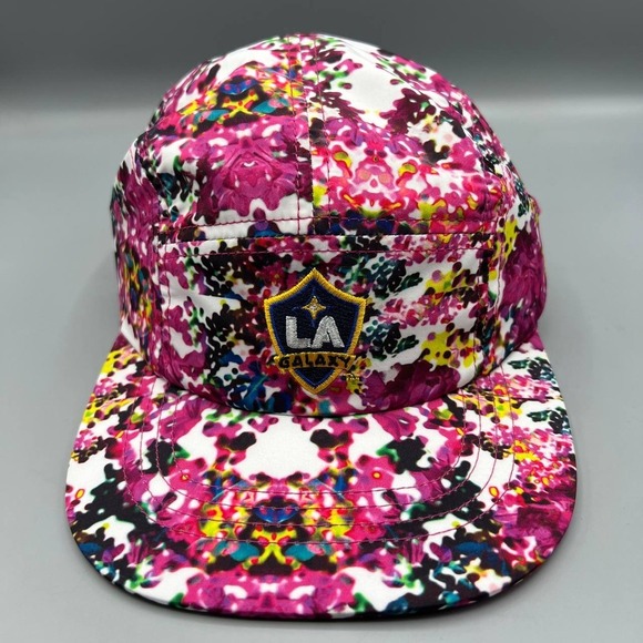 Los Angeles LA Galaxy 5 Panel Hat Girl 7-16 Pink Adidas MLS Strap Back Cap New‎ - Picture 1 of 8